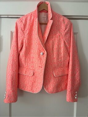 GAP Coral Geometric Blazer with Cream Trim
